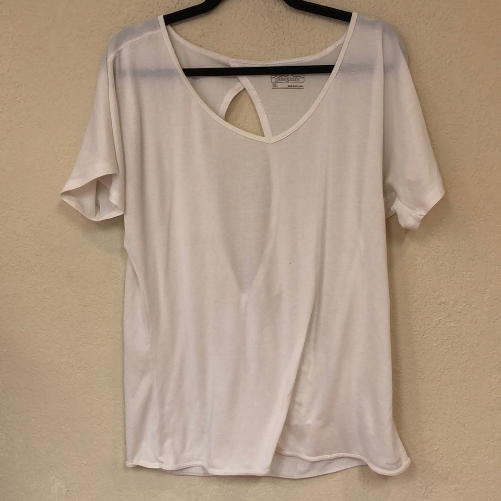 Patagonia White Short Sleeve V-Neck Tee